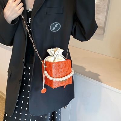 Sommer Mode Süßigkeiten Farbe Eimer Tasche mit Perlenkette Schulter Sling Tasche für Frauen