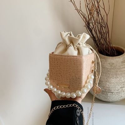 Sommer Mode Süßigkeiten Farbe Eimer Tasche mit Perlenkette Schulter Sling Tasche für Frauen