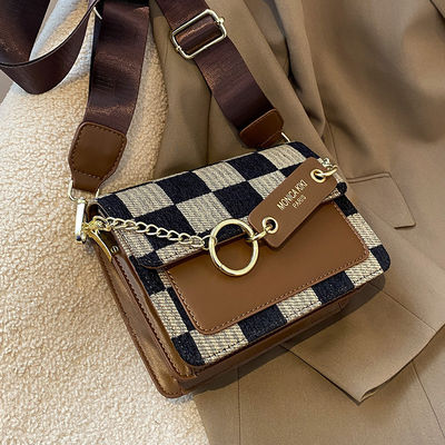 Schulter 2024 Luxus Design Handtasche Schachbrett Mini Stoff Flap Sling Tasche für Frauen