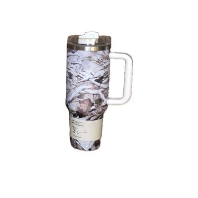 Nachhaltige 40oz Leopard-Druck Tarnung Strohbecher Tumbler für heiße und kalte Getränke