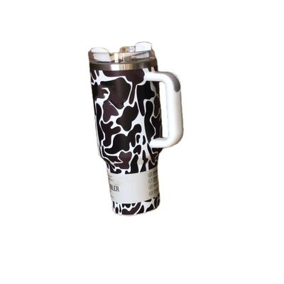 Nachhaltige 40oz Leopard-Druck Tarnung Strohbecher Tumbler für heiße und kalte Getränke