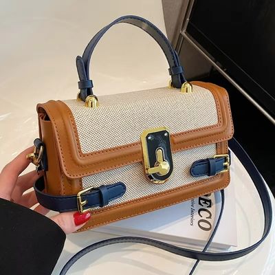 Kamera Crossbody Handtasche Vintage Strickgewebe mit langem Schulterband und Reißverschluss auf Ins im Sommer
