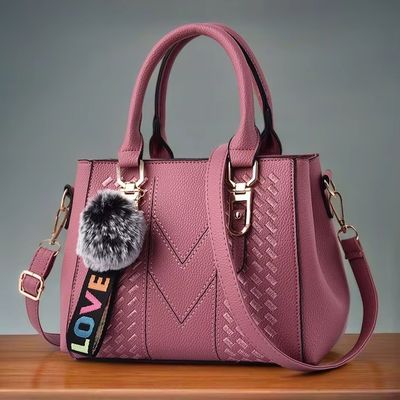 Elegante Schultertasche aus echtem Leder mit Zeichentrickmuster und Knopfdekoration