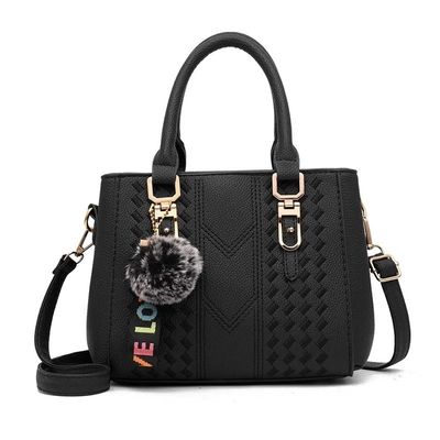 Elegante Schultertasche aus echtem Leder mit Zeichentrickmuster und Knopfdekoration