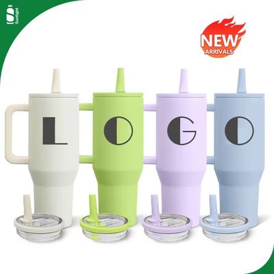 40oz Edelstahl Kaffeekuppen mit Griff und Flip Top Stroh-Tumbler