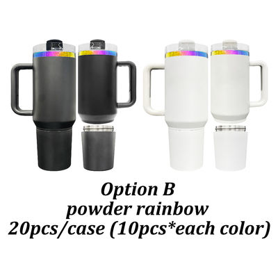 40oz Mischgeschenk-Reise-Tumbler Weiß-Schwarz Makaron Regenbogenpulver Gold überzogen für Laser-Gravur RTS H2.0