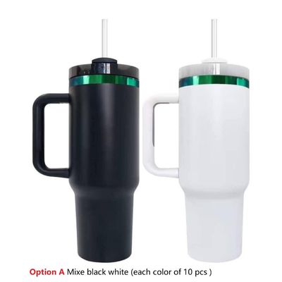 40oz Mischgeschenk-Reise-Tumbler Weiß-Schwarz Makaron Regenbogenpulver Gold überzogen für Laser-Gravur RTS H2.0