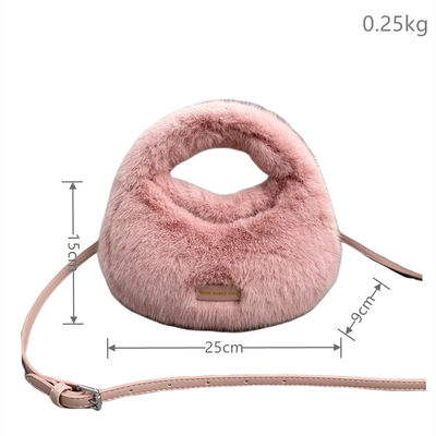Winterbraune Mini-Fuchsfell-Handtaschen mit langer Kette Flussige Felltaschen für anspruchsvolle Frauen