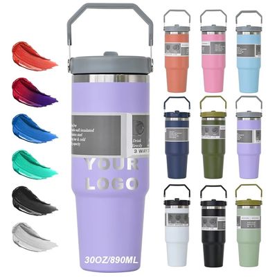 Stroh mit Kappe Anpassbarer Kaffeebecher 20oz 30oz BPA GRATIS Edelstahl Tassen
