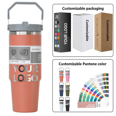 Stroh mit Kappe Anpassbarer Kaffeebecher 20oz 30oz BPA GRATIS Edelstahl Tassen