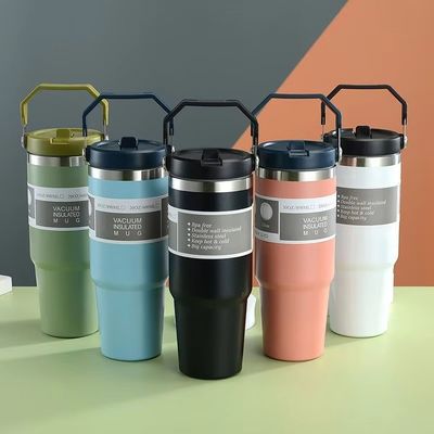 Stroh-Custom-Edelstahl 30oz isolierte Thermos-Tasse zum Kühlen und Heißen von Getränken