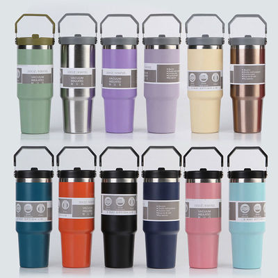 Stroh-Custom-Edelstahl 30oz isolierte Thermos-Tasse zum Kühlen und Heißen von Getränken