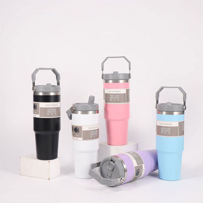 Stroh-Custom-Edelstahl 30oz isolierte Thermos-Tasse zum Kühlen und Heißen von Getränken