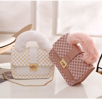 L Quadrat Mini Tasche aus Winter Lammwolle und PU Messenger Tasche für modische Handtasche