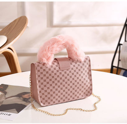 L Quadrat Mini Tasche aus Winter Lammwolle und PU Messenger Tasche für modische Handtasche