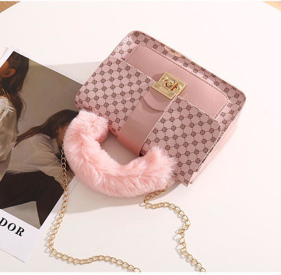 L Quadrat Mini Tasche aus Winter Lammwolle und PU Messenger Tasche für modische Handtasche