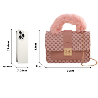 L Quadrat Mini Tasche aus Winter Lammwolle und PU Messenger Tasche für modische Handtasche
