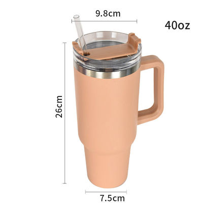 Kaffee-Tee-Bier-Wasser-Tumbler-Tasse mit Griff Strohdeckel Leopard-Gravierendes Design