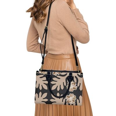 Custom Polynesian Samoan Tribal Blumenleder Handtaschen für Frauen in Standardgröße