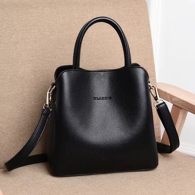 Mittelgroße Handtasche aus Leder für Damen Designer Schultertasche mit geometrischem Muster