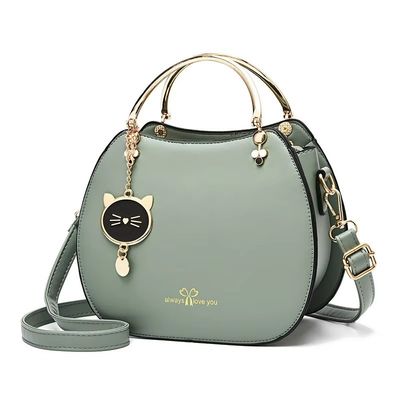 Modische Handtasche für Frauen mit Katzenanhänger und Reißverschluss