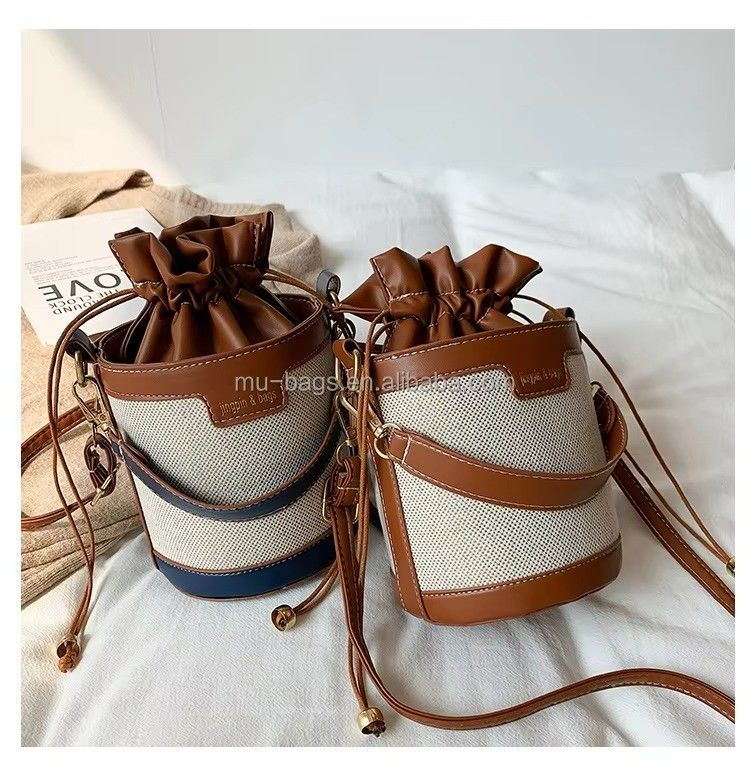 Elegante Luxus Designer Bucket Bag für Damen und Mädchen mit Ziehseile Leder und 2 Farben