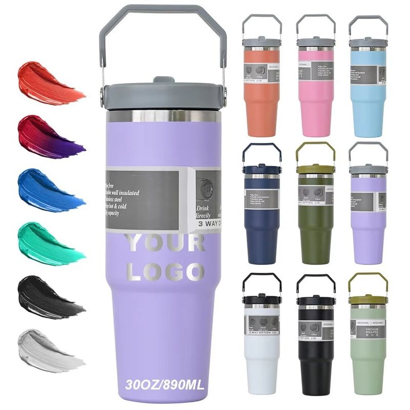 Stroh mit Kappe Anpassbarer Kaffeebecher 20oz 30oz BPA GRATIS Edelstahl Tassen