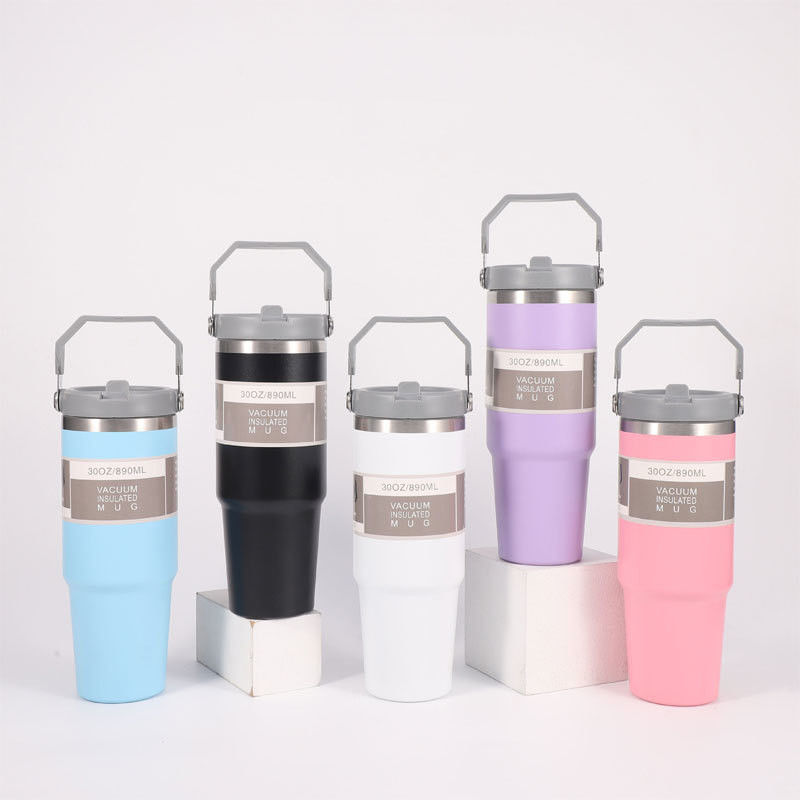Stroh-Custom-Edelstahl 30oz isolierte Thermos-Tasse zum Kühlen und Heißen von Getränken