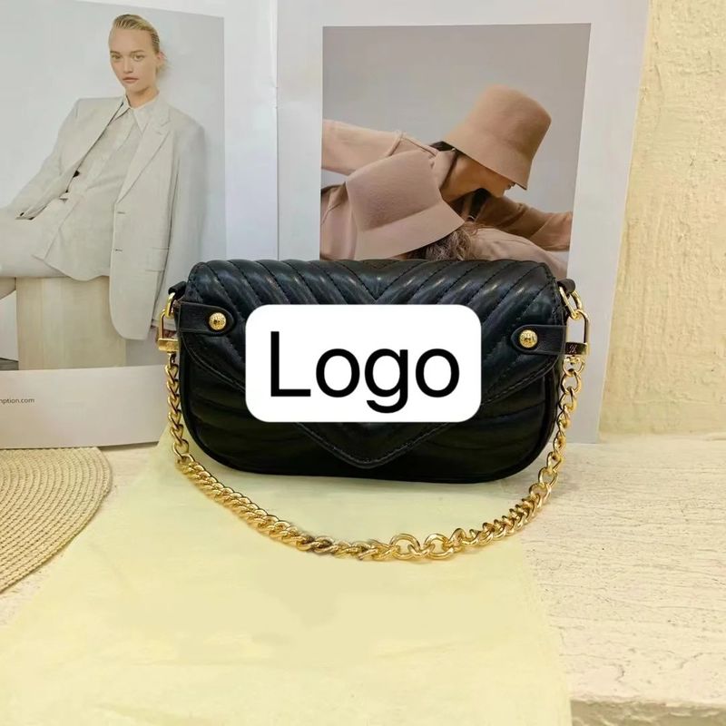 Retro-Frauen-Taschen 2023 Massivfarbige Handtaschen mit Ketten-Kreuzkörper in Bilderfarbe