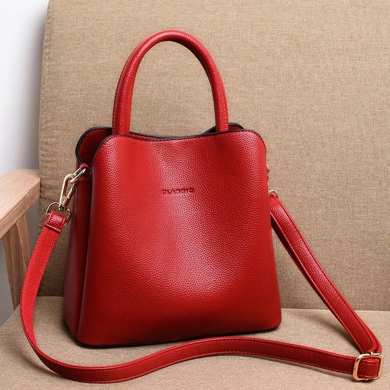 Mittelgroße Handtasche aus Leder für Damen Designer Schultertasche mit geometrischem Muster